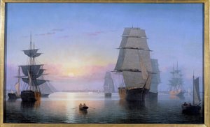 Boston Harbour im Sonnenuntergang 1850