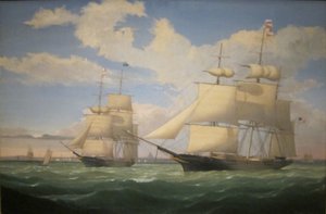 Die Schiffe "Winged Arrow" und "Southern Cross" im Boston Hafen von Fitz Henry Lane