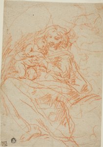 Jungfrau und Kind (recto); Teil eines Altarbildentwurfs (verso) von Flaminio Torre