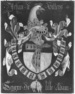 Wappen von Jehan de Villers (gest. 1439), Seigneur von Lille Adam, 3. Kapitel des Ordens vom Goldenen Vlies, Dijon, 1430 von Flemish School