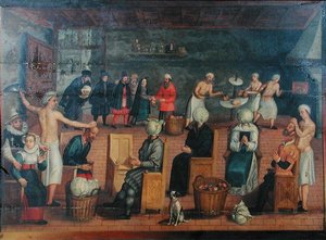 Enthauptung und Ersetzen von Köpfen durch Kohlköpfe: Köpfe backen und schminken von Flemish School