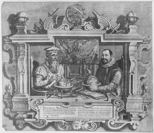 Doppelporträt von Gerard Mercator und Jodocus Hondius, graviert für die Mercator- und Hondius-Atlantenserie, 1619 von Flemish School