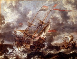 Niederländisches Boot ohne Sturm von Flemish School