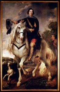 Reiterporträt eines Hauptmanns mit seinem maurischen Pagen. von Flemish School