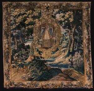 Flämische Tapisserie. Landschaft mit der schwarzen Madonna. Atelier von Oudenaarde. 1665.