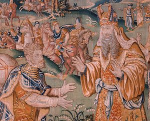Flämischer Wandteppich. Alexander vor dem Hohepriester Iaddo. Atelier von Oudenaarde. 17. Jahrhundert. von Flemish School