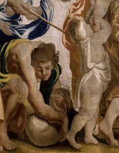 Flämischer Wandteppich. Serie Apotheose der Eucharistie. Das Sammeln von Manna. Modell Karton kopiert von einem Original von Rubens. Brüsseler Herstellung. Herstellung von Frans van den Hecke. Mitte des 17. Jahrhunderts. Stoff Seide und Wolle, 7/8 Ketten p von Flemish School