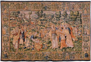 Geschichte von Cyrus. Tomyris befiehlt, den Kopf von Cyrus in ein Gefäß mit Blut zu tauchen. (nach Michiel Coxcie) von Flemish School