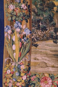 Serie Die Apokalypse: Der heilige Michael besiegt den Drachen. Atelier Willem Dermoyen, Brüssel. Ca. 1553-1555. (Detail)
