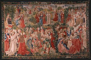 Serie Das Gleichnis von den Arbeitern im Weinberg. Der Ruf an die Arbeiter. Erster Wandteppich der Serie. Herstellung Brüssel, Pieter van Aelsts Werkstätten (?). Ca 1500. von Flemish School