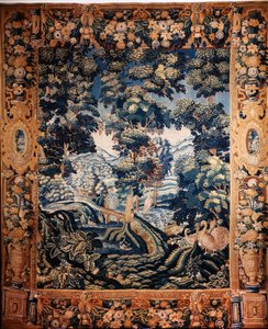 Flämischer Wandteppich. Sogenannte Verdures. Herstellung von Oudenaarde. Private Sammlung. 17. Jahrhundert (?)