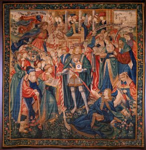 Flämischer Wandteppich. Triumph der Zeit. Wolle und Seide. Ca. 1504