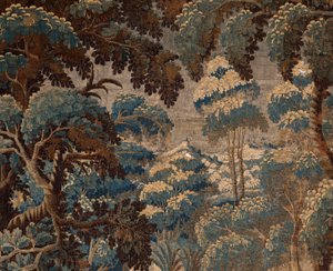Flämischer Wandteppich. Verdure. Ende 17. Anfang 18. Jahrhundert. Eigentum der Kirche Sint-Walburgakerk Oudenaarde (Dekenij van de Sint-Walburga)
