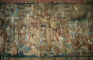 Fortuna (1520-1525), Teppich der Serie der Ehren des Königspalastes von La Granja de San Ildefonso - AELST III, Pieter van (ca. 1495-1555). Fortuna. 16. Jh. Spanien. KASTILIEN UND LEÓN. Real Sitio de San Ildefonso. Königspalast von La Granja de San Ildefon