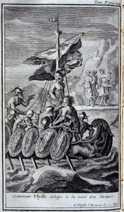 Wie Odysseus der Stimme der Sirenen entkam. Illustration für Buch XII der Odyssee von Homer, veröffentlicht in Amsterdam 1731, Privatsammlung Mailand von Flemish School