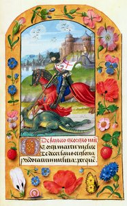 Hl. Georg und der Drache, aus einem Stundenbuch, wahrscheinlich Brügge, ca. 1500-05