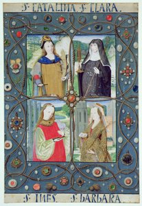 Marlay Cutting SP.5: Vier weibliche Heilige, aus einem Stundenbuch, produziert in Gent oder Brügge, ca. 1510 von Flemish School