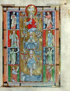 Ms 340 fol.11r Der Jessebaum, aus De Laudibus Sancte Crucis von Rabanaus Maurus (ca. 780-856) aus der Abtei Anchin