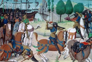 Ms 5089-90 Die Schlacht bei Hastings, 14. Oktober 1066, aus Chronique des Empereurs von David Aubert