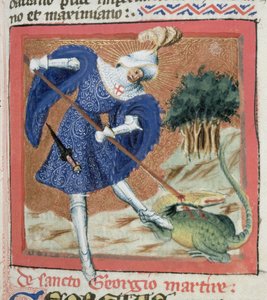 St. Georg und der Drache, aus Die Goldene Legende von Jacobus de Voragine (ca. 1228-98) von Flemish School