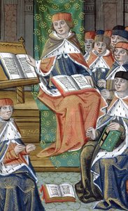 Vorlesung im Saal, aus De Medina Fen I. II, von Avicenna (980-1037) von Flemish School