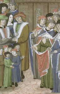 Gruppe von Ärzten, Männern, Frauen und Kindern, aus De Medina Fen I. II, von Avicenna (980-1037)