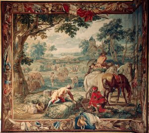 Palast (Schlossanlage Schleißheim). Flämischer Wandteppich. Brüsseler Atelier Judocus De Vos. Design Lambert De Hondt. Fütterung. Ca. 1715 - 1724.