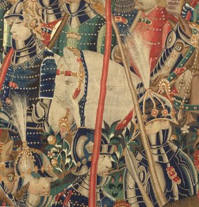 Pfarrmuseum der Wandteppiche. Flämischer Wandteppich. Eroberung von Tanger. Serie Eroberungen von König Alfons I. von Portugal. Tournai. Wolle und Seide von Flemish School