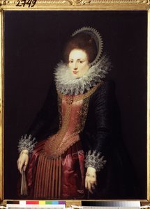 Porträt einer Dame mit Fächer von Flemish School