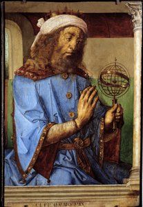Porträt von Ptolemaios (Claudius Ptolemaeus, ca. 90-168), griechischer Astronom. Gemälde von Pedro Berruguete (ca. 1450-vor 1504) und Justus von Gent (1435-1480)
