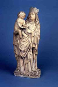 Skulptur der Madonna mit Kind aus Lüttich oder dem Maastal (Alabaster) von Flemish School