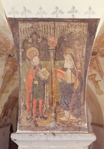 St. Bavo und St. Amalberga von Maubeuge, Wandgemälde aus der Krypta, ca. 1480-1540 von Flemish School