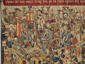 Wandteppich, der die Eroberungen von König Alfons V. von Portugal zeigt (Detail)