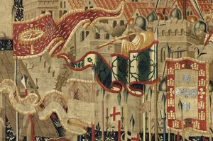 Wandteppich, der die Eroberungen von König Alfons V. von Portugal zeigt (Detail)