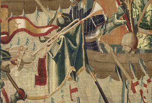 Wandteppich, der die Eroberungen von König Alfons V. von Portugal zeigt, Tournai. Detail. von Flemish School