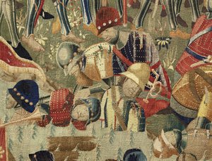 Wandteppich, der die Eroberungen von König Alfons V. von Portugal zeigt, Tournai. Detail. von Flemish School