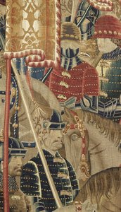 Wandteppich, der die Eroberungen von König Alfons V. von Portugal zeigt, Tournai. Detail. von Flemish School