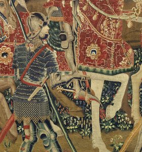 Wandteppich, der die Eroberungen von König Alfons V. von Portugal zeigt, Tournai. Detail.