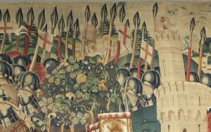 Wandteppich, der die Eroberungen von König Alfons V. von Portugal zeigt, Tournai. Detail. von Flemish School