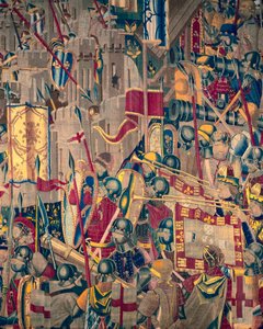 Wandteppich zeigt die Eroberungen von König Alfons V. von Portugal, Tournai (Detail) von Flemish School
