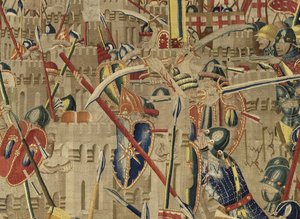 Wandteppich zeigt die Eroberungen von König Alfons V. von Portugal (Conquistas de Alfonso V de Portugal), Tournai. Detail von Flemish School