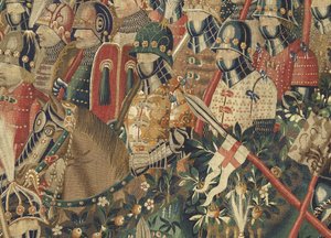 Wandteppich zeigt die Eroberungen von König Alfons V. von Portugal (Conquistas de Alfonso V de Portugal), Tournai. Detail von Flemish School