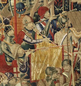 Wandteppich zeigt die Eroberungen von König Alfons V. von Portugal (Conquistas de Alfonso V de Portugal), Tournai. Detail von Flemish School
