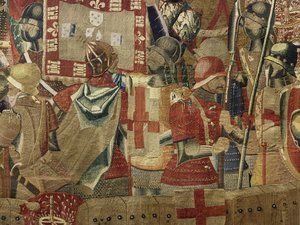 Wandteppich zeigt die Eroberungen von König Alfons V. von Portugal (Conquistas de Alfonso V de Portugal), Tournai. Detail von Flemish School