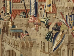 Wandteppich, der die Eroberungen von König Alfons V. von Portugal zeigt, Tournai (Detail) von Flemish School