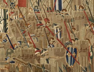 Wandteppich, der die Eroberungen von König Alfons V. von Portugal zeigt, Tournai (Detail)
