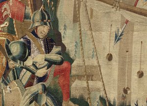 Wandteppich, der die Eroberungen von König Alfons V. von Portugal zeigt (Conquistas de Alfonso V de Portugal), Tournai. (Detail)