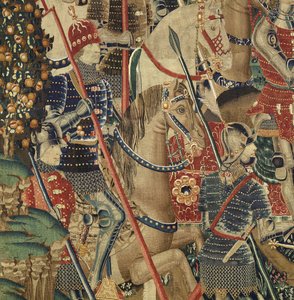 Wandteppich mit den Eroberungen von König Alfons V. von Portugal, Tournai. (Detail) von Flemish School