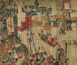 Wandteppich mit den Eroberungen von König Alfons V. von Portugal, Tournai. (Detail)