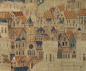 Wandteppich, der die Eroberungen von König Alfons V. von Portugal zeigt